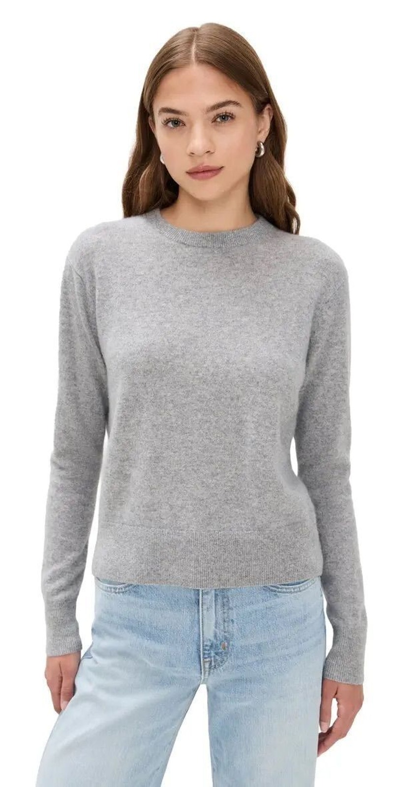 White + Warren 100% Cashmere Crewneck Sweater Small Gray Knit